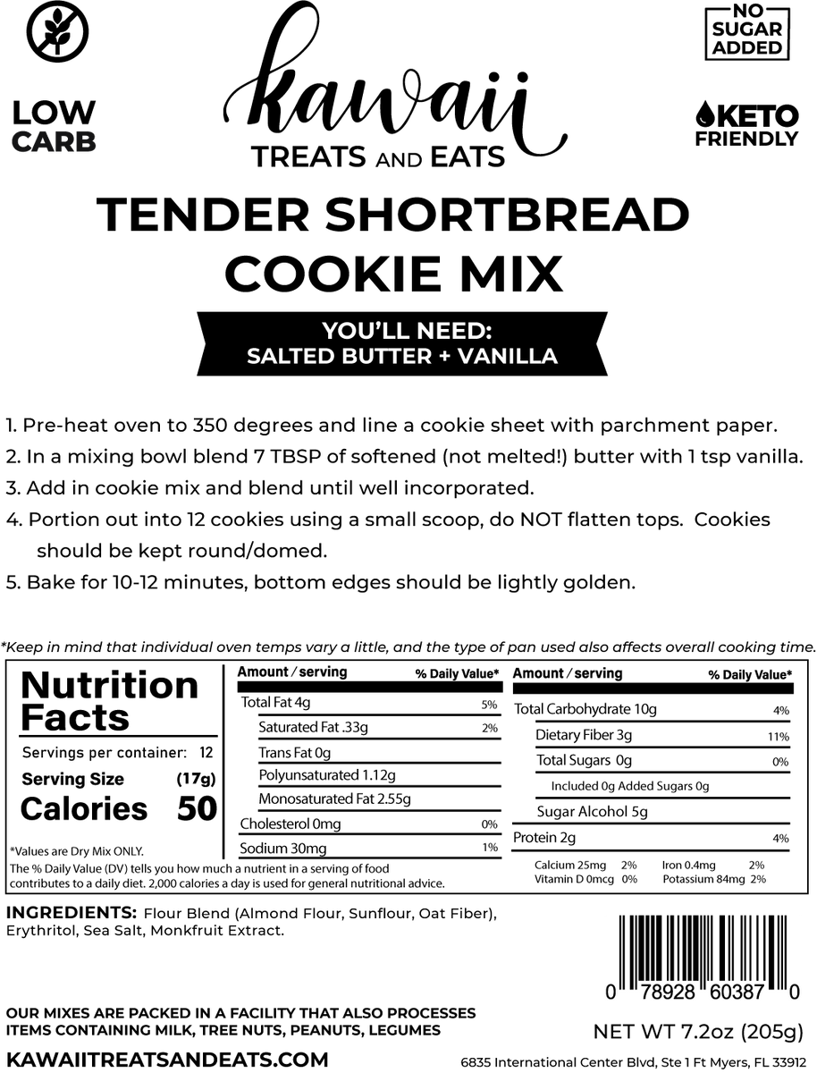 Tender Shortbread Cookie Mix low carb, keto, gluten free
