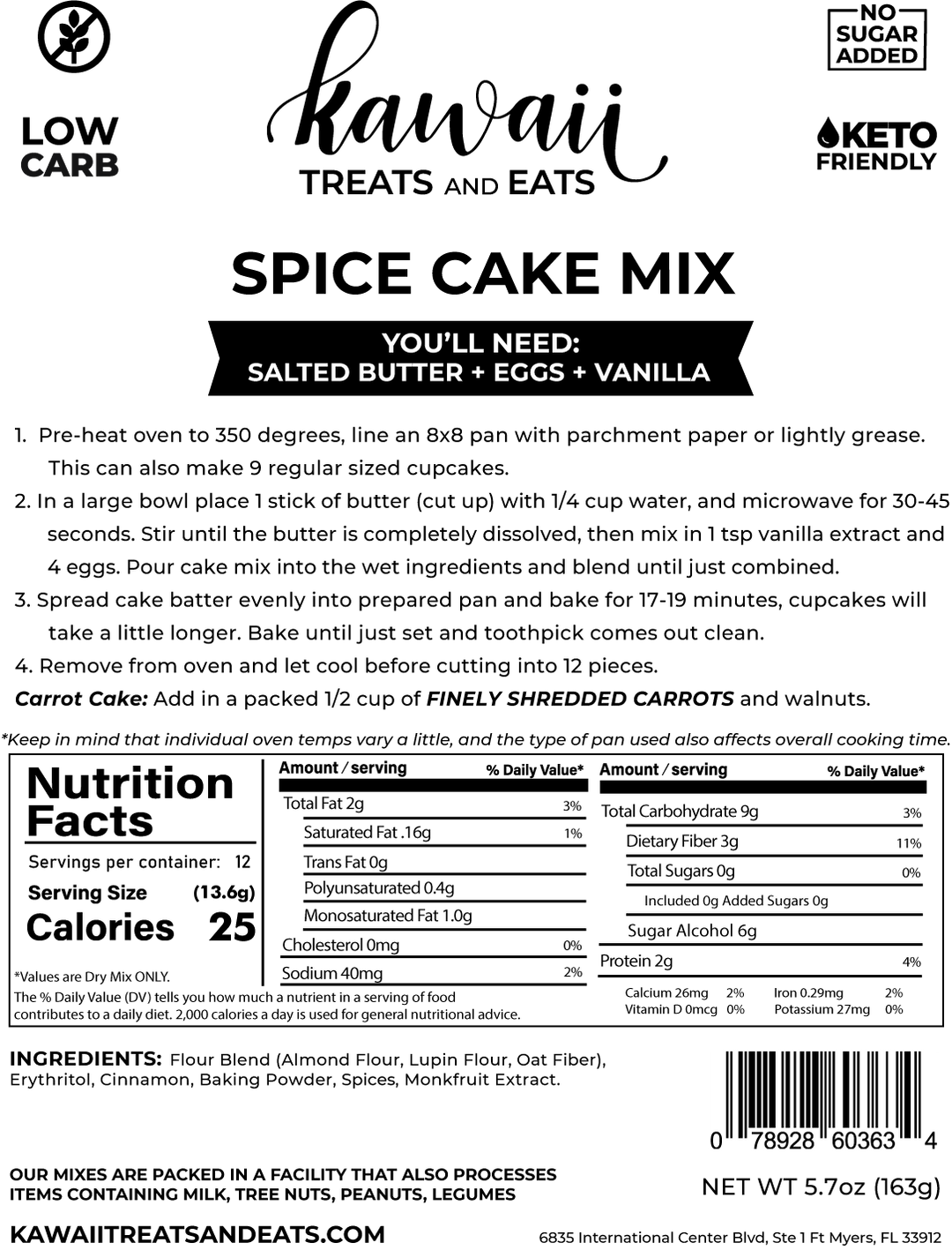 Spice Cake Mix & Carrot Cake base low carb, keto, gluten free, sugar